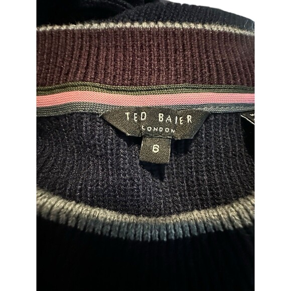TED BAKER London Wool 6 2XL Crewneck Sweater Sweatshirt Navy Ribbed Men #IJ11-5 - Picture 4 of 12